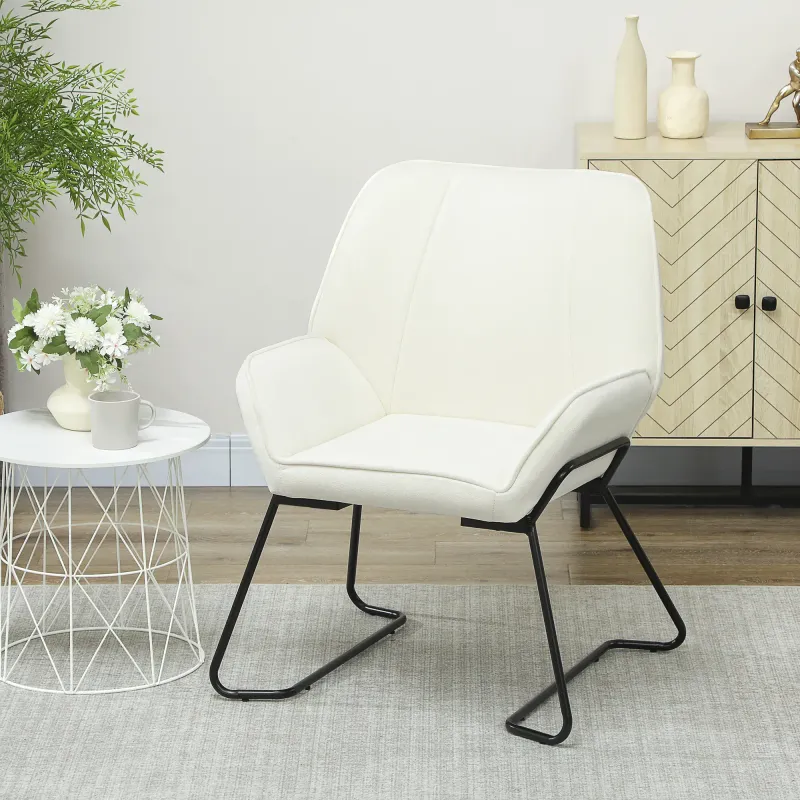 Loungesessel, Samtbezug & Metallbeine, Creme – breiter gepolsterter Sitz, 70 x 67,5 x 87 cm, 120 kg