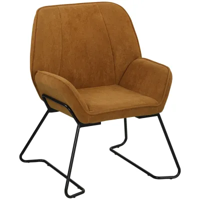 Loungesessel, breiter gepolsterter Sitz, Samtbezug &amp; Metallbeine, Braun – 70 x 67,5 x 87 cm, 120 kg