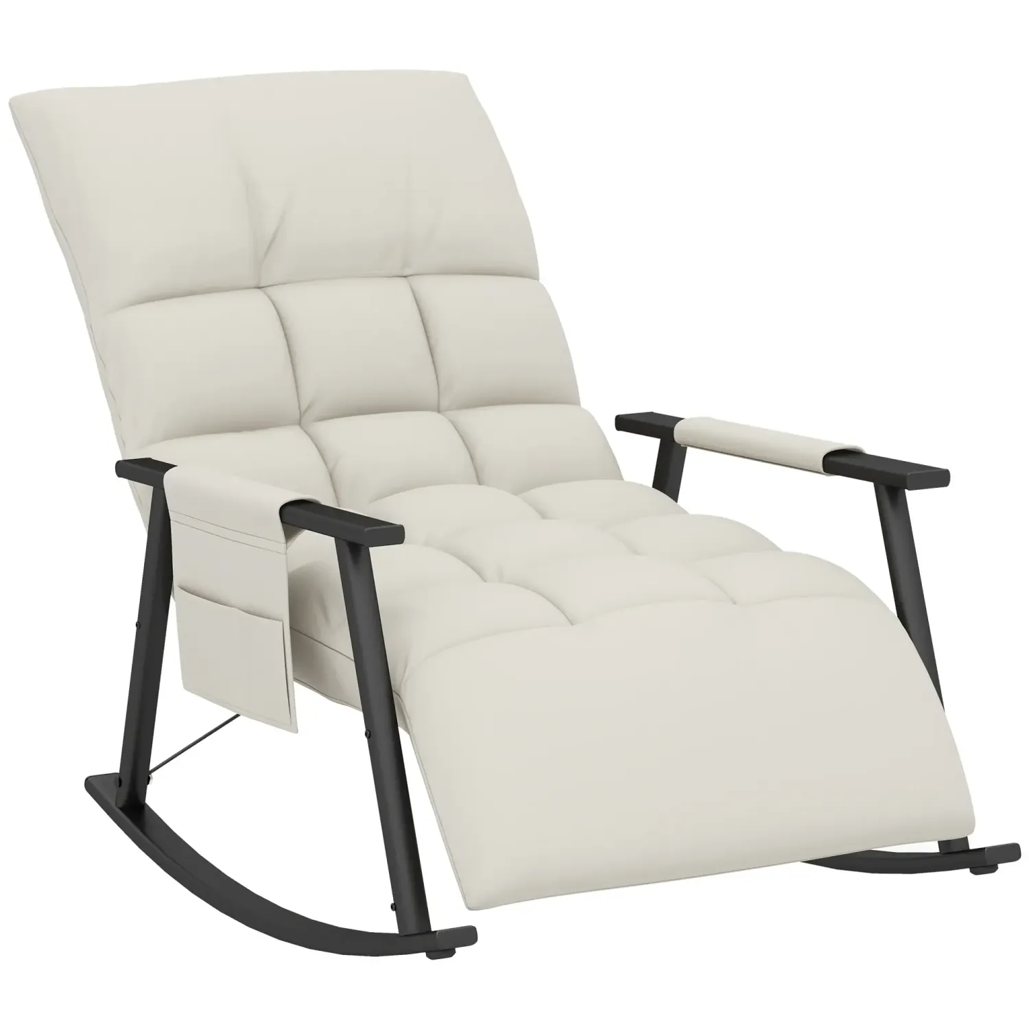 Schaukelstuhl/Stillstuhl, verstellbare Rückenlehne &amp; Fussstütze, Creme – 60L x 134B x 70H cm, 120 kg