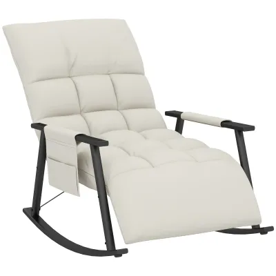 Schaukelstuhl/Stillstuhl, verstellbare Rückenlehne &amp; Fussstütze, Creme – 60L x 134B x 70H cm, 120 kg