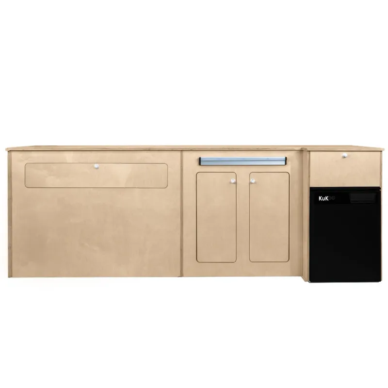 VW T5/T6 Camper Van Wohnmobil‑Küchenzeile &amp; 46,5‑L Kompressor‑Kühlschrank, Schwarz