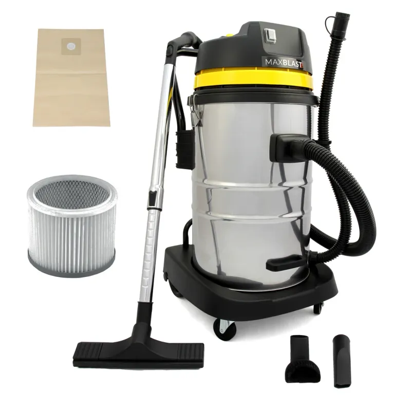 Industriesauger 60 L, 1400 W – Nass-/Trockensauger, 45 L/s Luftstrom, 9 m Kabel, inkl. Zubehör
