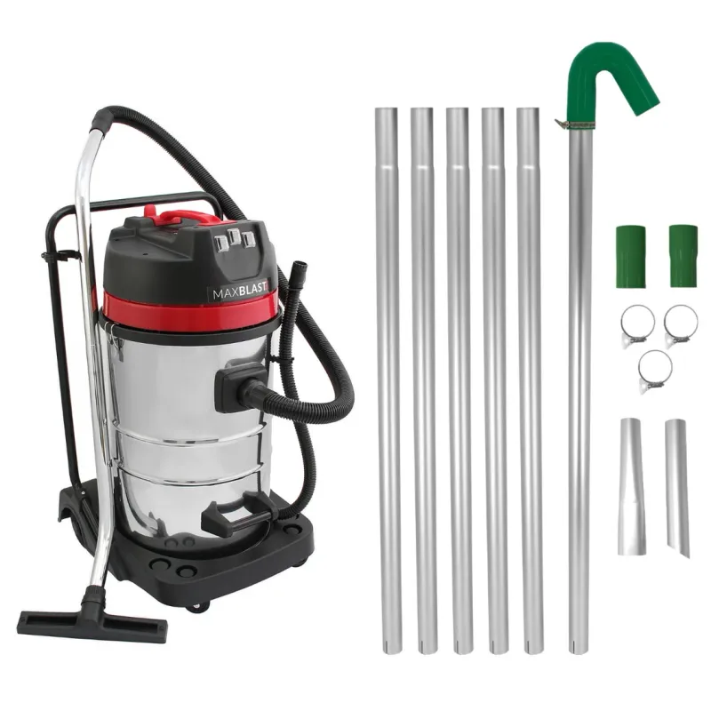 Saugstangen‑Kit für Dachrinnen + 80 L Nass‑/Trockensauger – 3000 W, Reichweite 1,2–7,2 m, Ø 51 mm
