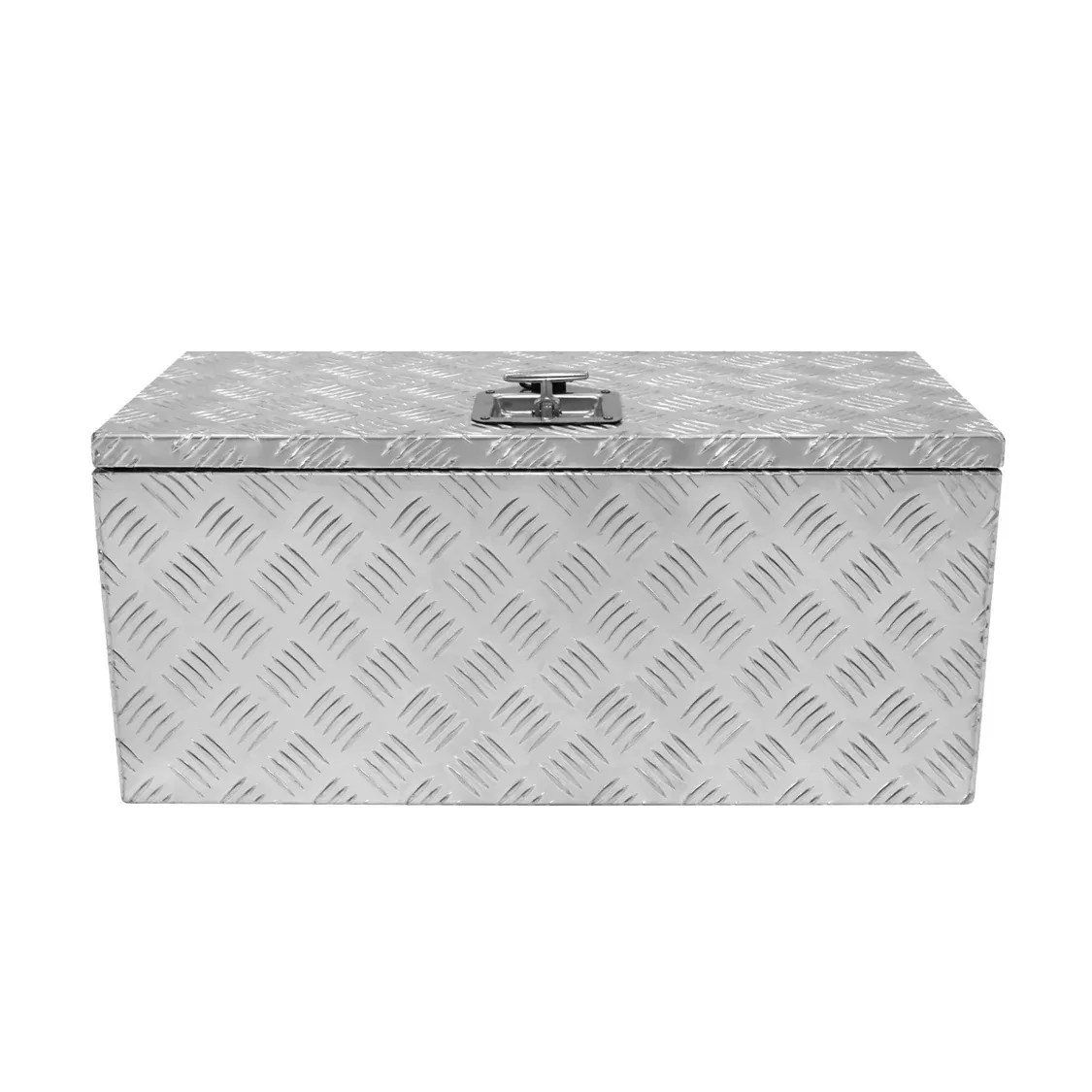 Aluminium‑Werkzeugkasten 70 L – abschliessbar, wasserdicht, Rautenblech, Gasdruckfedern, 71 x 31 x 32 cm