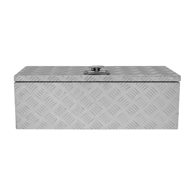 Aluminium‑Werkzeugkasten 60 L – abschliessbar, wasserdicht, Rautenblech, Gasdruckfedern, 74,5 x 32 x 25 cm