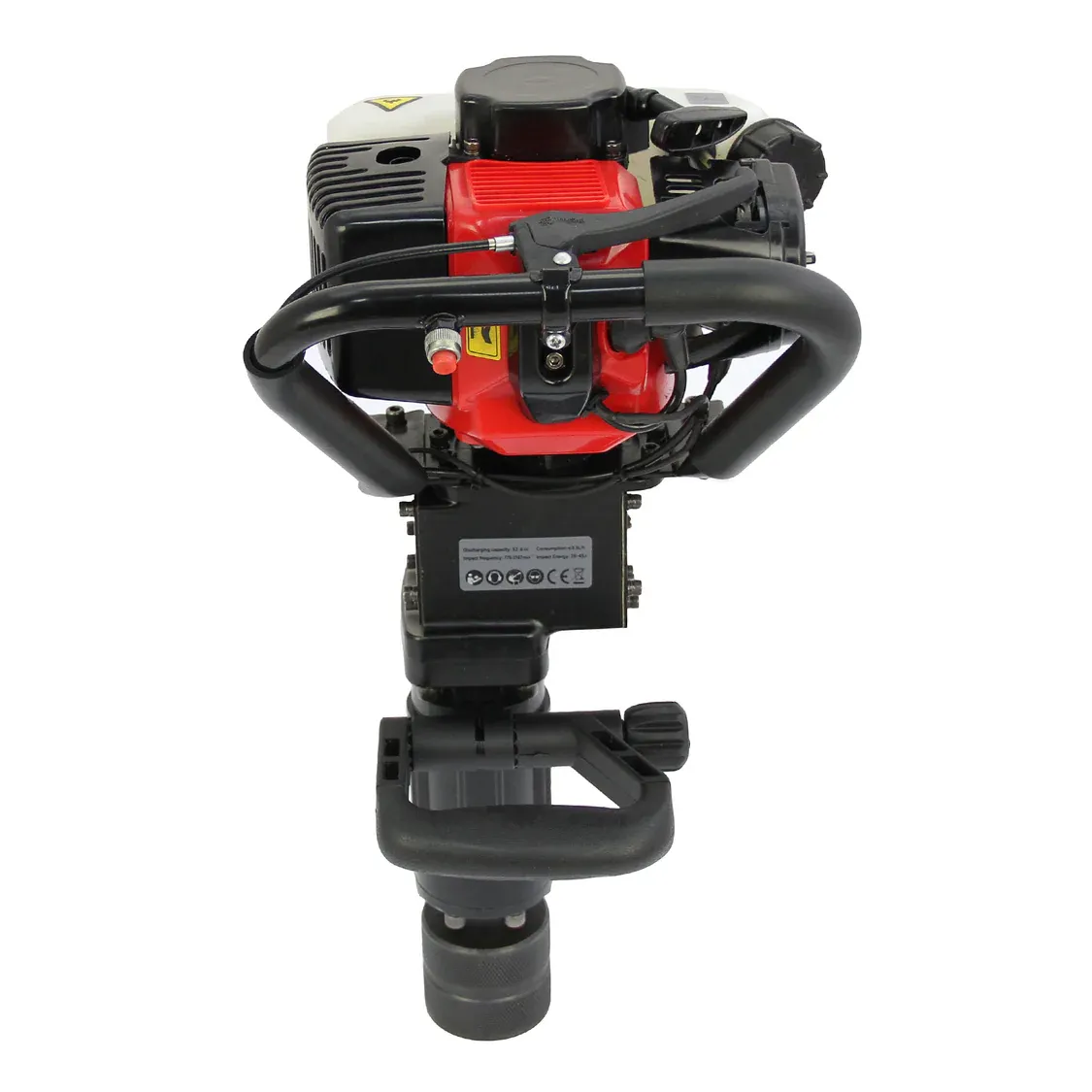 2‑Takt Benzin‑Pfahlramme, 32,7 cm³ – 900 W, 1700–2230 Schläge/Min, bis Ø 65 mm, 0,9 L Tank
