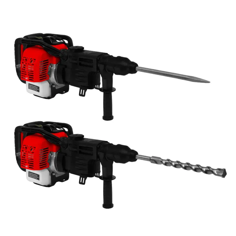 2‑Takt Benzin‑Schlagbohrer – 0,9 kW, 32,6 cm³, Bohren &amp; Meisseln, kabellos, inkl. Meissel/Bohrer