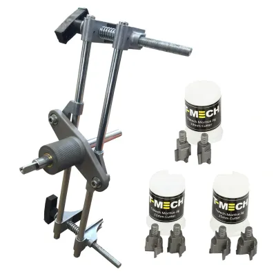 Fräsvorrichtung für Schlosstaschen (Mortiser Jig) – selbstzentrierend, für 30–85 mm Türen, inkl. 6 HM‑Fräser