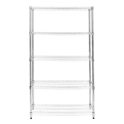 5‑stufiges Drahtregal, 120 x 45 x 180 cm – verchromter Stahl, 1000 kg gesamt, höhenverstellbar, verstellbare Füsse