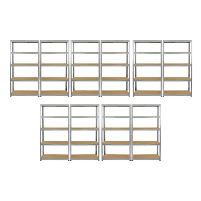 Sparpaket: 10 x Galwix Schwerlastregal 90 x 30 x 150 cm – 5 Böden, 150 kg je Boden, galvanisiert, schraubenlos
