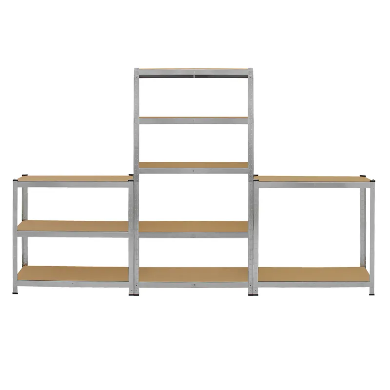 Sparpaket: 10 x Galwix Schwerlastregal 90 x 30 x 150 cm – 5 Böden, 150 kg je Boden, galvanisiert, schraubenlos