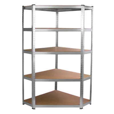 Galwix Eckregal 90 x 30 x 180 cm – verzinkter Stahl, 5 MDF‑Böden, schraubenlos,