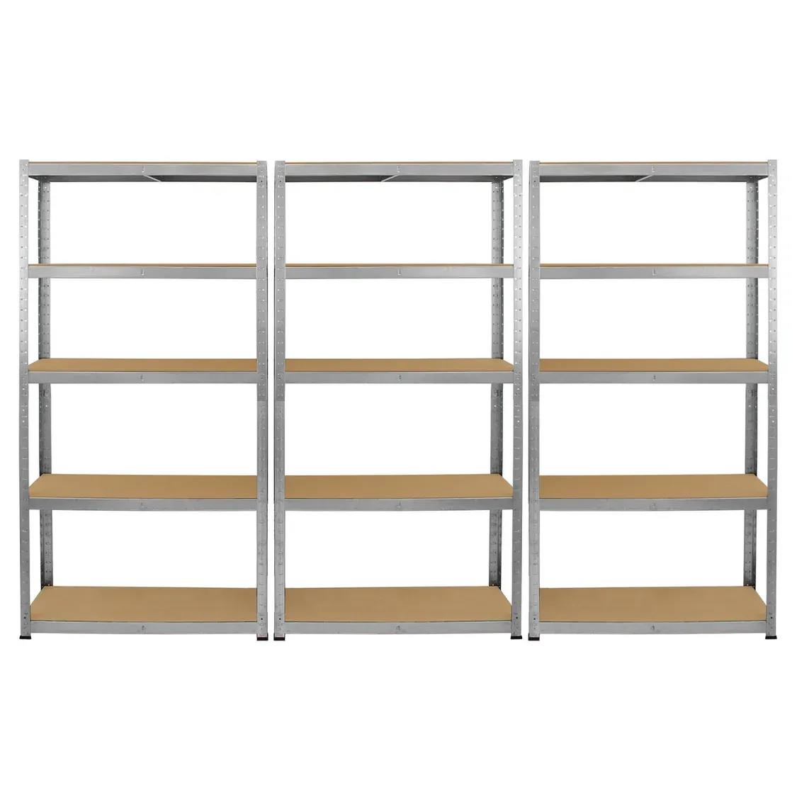 Set: 6 x Galwix Lagerregal 90 x 30 x 180 cm – 5 Böden, 175 kg je Boden, verzinkter Stahl, schraubenlos