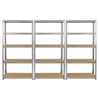 Set: 6 x Galwix Lagerregal 90 x 30 x 180 cm – 5 Böden, 175 kg je Boden, verzinkter Stahl, schraubenlos