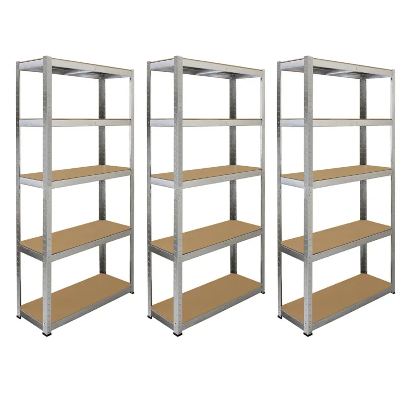Set: 6 x Galwix Lagerregal 90 x 30 x 180 cm – 5 Böden, 175 kg je Boden, verzinkter Stahl, schraubenlos