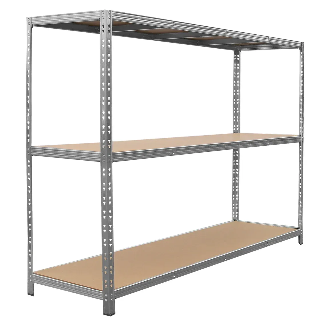 HD‑Rax Stahl‑Regal, 200 x 60 x 186 cm – 400 kg/Boden, 1.200 kg gesamt, verzinkt, schraubenlos, MDF‑Böden