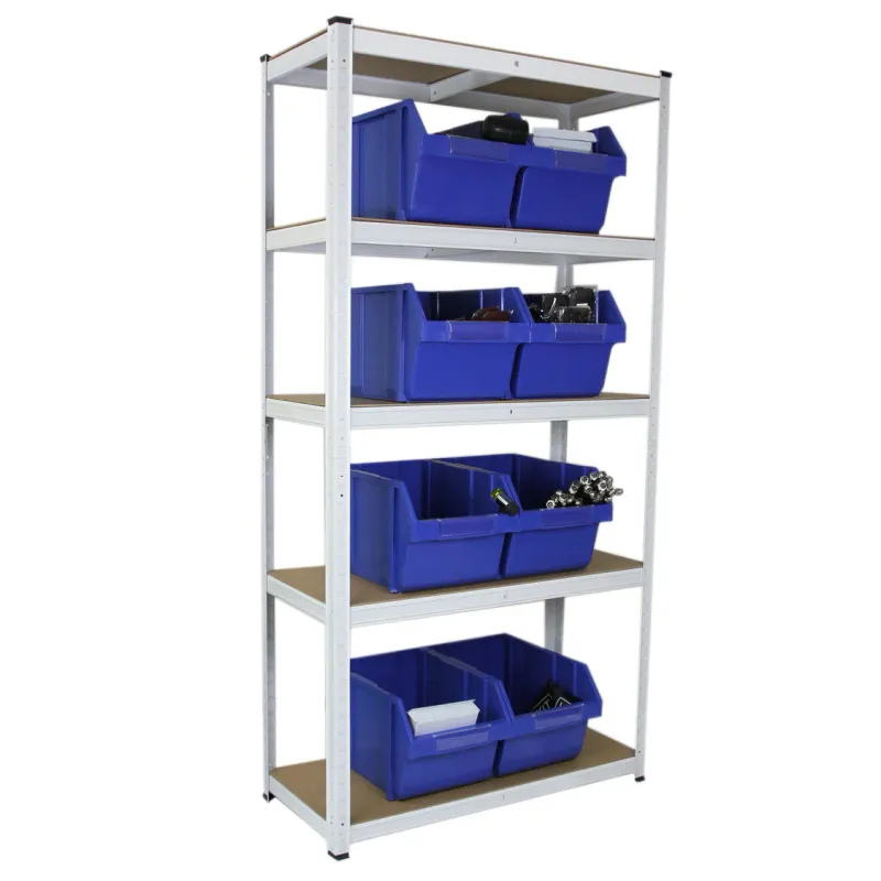 Set: 3 x E‑Rax Lagerregal 90 x 40 x 180 cm, Weiss – 5 Böden, 200 kg/Boden, Stahl, schraubenlos