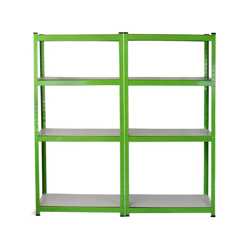 Set: 2 x E‑Rax Lagerregal 90 x 40 x 180 cm, Grün – 175 kg/Boden, schraubenlos, Stahlrahmen, MDF‑Böden