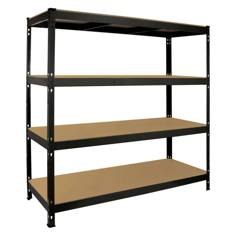 Q‑Rax Werkstattregal 160 x 160 x 60 cm, Schwarz – 4 Böden, schraubenlos, 1,2 mm Stahl, MDF‑Böden