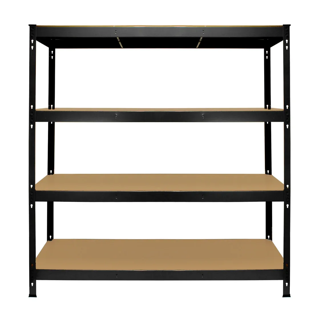Q‑Rax Werkstattregal 160 x 160 x 60 cm, Schwarz – 4 Böden, schraubenlos, 1,2 mm Stahl, MDF‑Böden