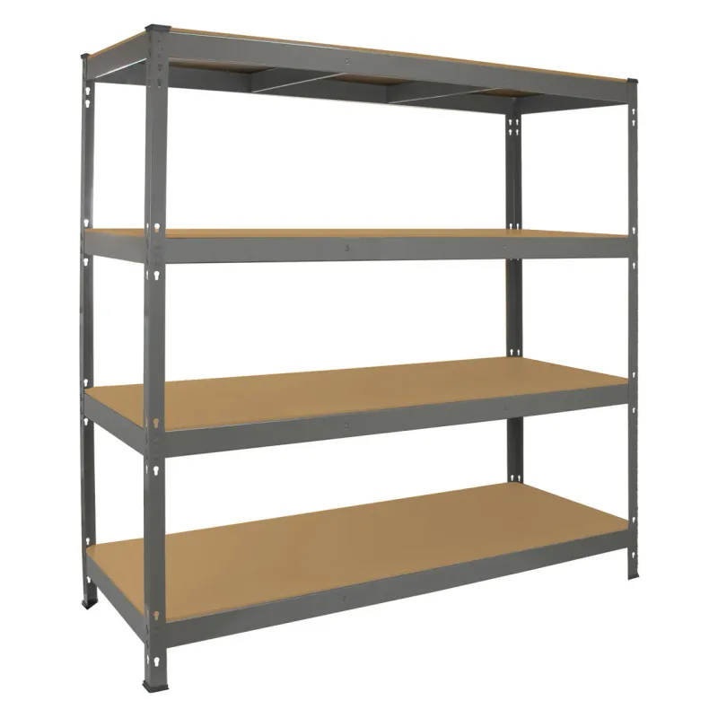 Q‑Rax Lagerregal 160 x 160 x 60 cm, Grau – 4 Böden, 350 kg/Boden, 1,2 mm Stahl, schraubenlos