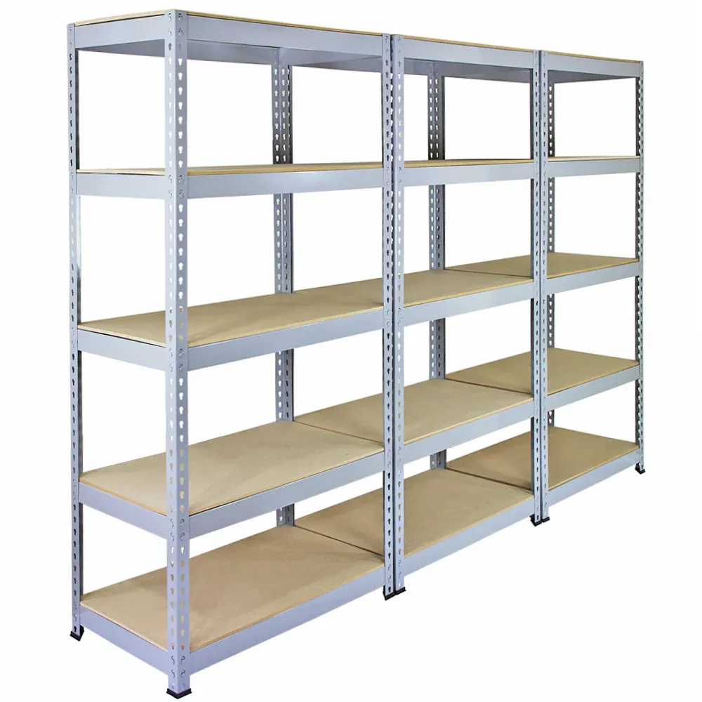 Set: 3 x Q‑Rax Lagerregal 90 x 50 x 182,5 cm, Grau – 5 Böden, 200 kg/Boden, 1,2 mm Stahl, schraubenlos