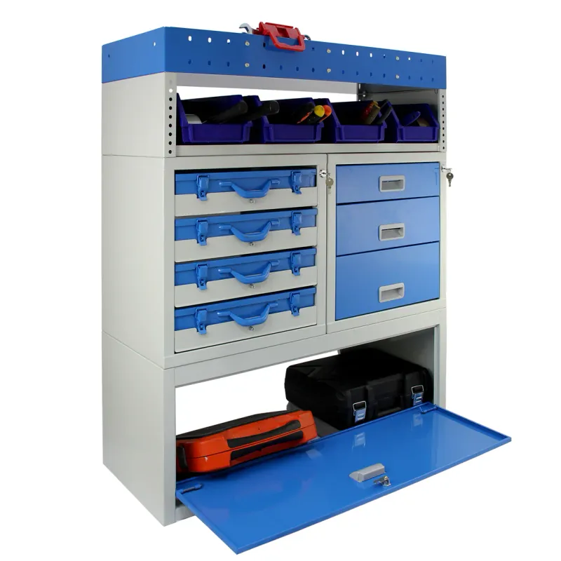 Fahrzeugeinrichtung/Autoregal – Stahl, abschliessbar, 101,6 x 36 x 117,8 cm, Schubladen &amp; Kisten, Blau