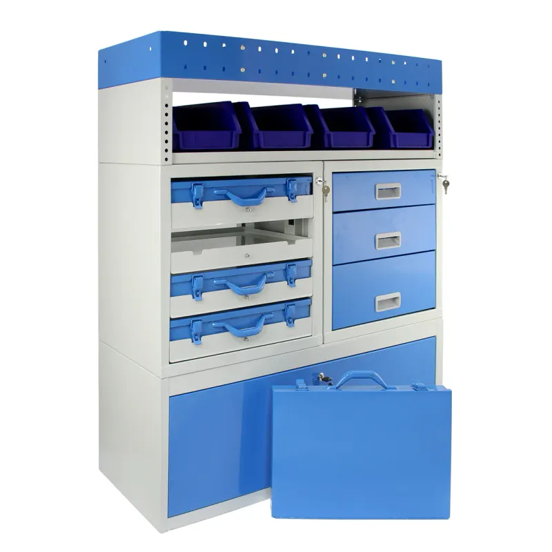 Fahrzeugeinrichtung Universal – Stahl, Blau, abschliessbar, 116,5 x 115 x 34,8 cm, Schubladen &amp; Kisten, 60 kg