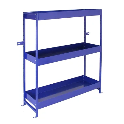 Set: 2 x Fahrzeugeinrichtung Auto‑Regal – Stahl, Blau, 101 x 36 x 116 cm, 6 Böden (4 höhenverstellbar), pulverbeschichtet