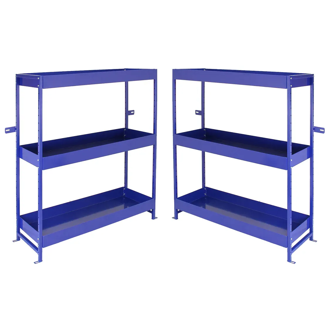 Set: 2 x Fahrzeugeinrichtung Auto‑Regal – Stahl, Blau, 101 x 36 x 116 cm, 6 Böden (4 höhenverstellbar), pulverbeschichtet