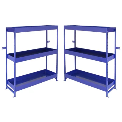 Set: 2 x Fahrzeugeinrichtung Auto‑Regal – Stahl, Blau, 101 x 36 x 116 cm, 6 Böden (4 höhenverstellbar), pulverbeschichtet