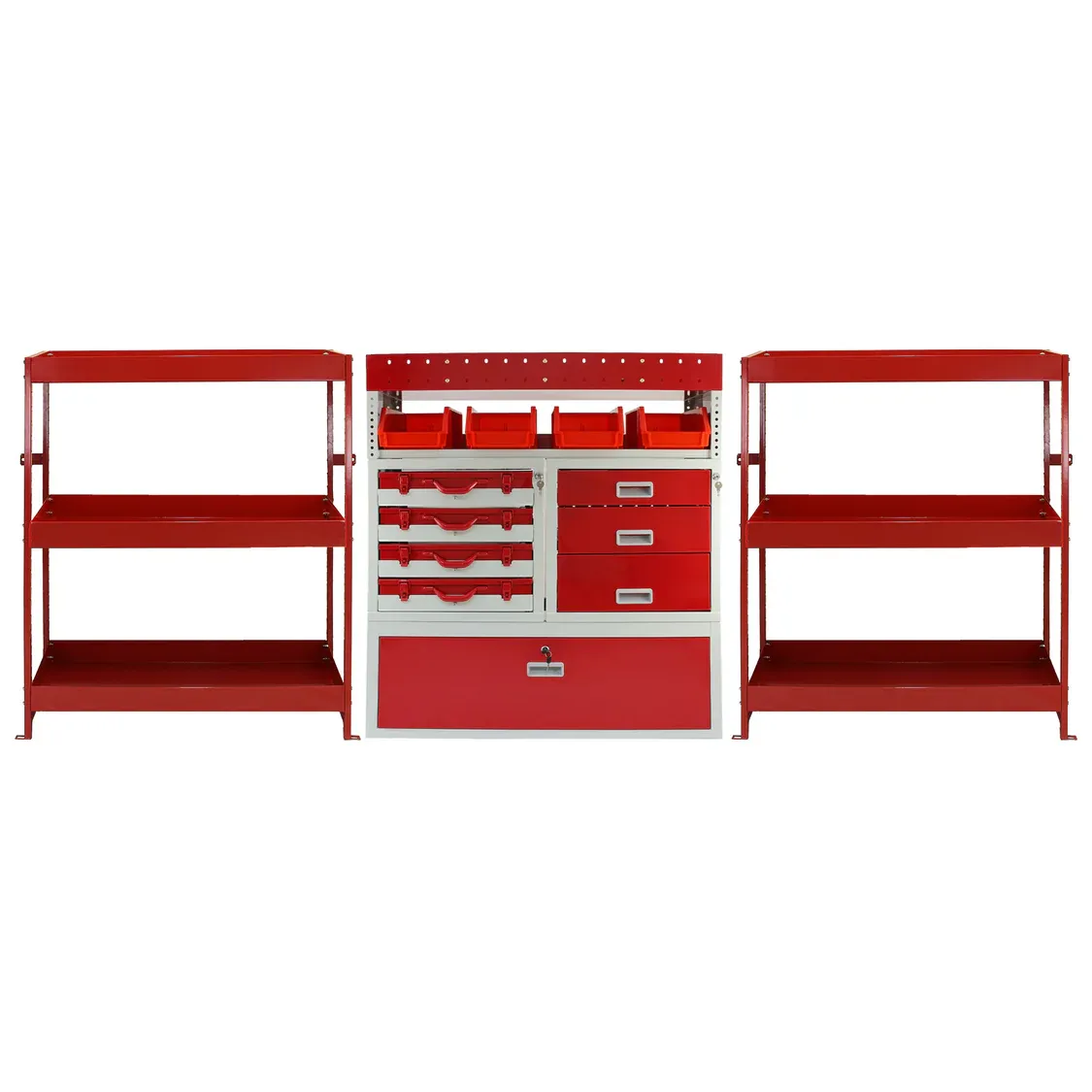 Set: Firecracker Fahrzeugeinrichtung – abschliessbare Regaleinheit + 2 Volcano Regale, Stahl, 116,5 x 115 x 34,8 cm, 60 kg