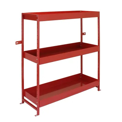 Set: 2 x Fahrzeugeinrichtung Auto‑Regal – Stahl, Rot, 101 x 36 x 116 cm, 6 Böden (4 höhenverstellbar), pulverbeschichtet