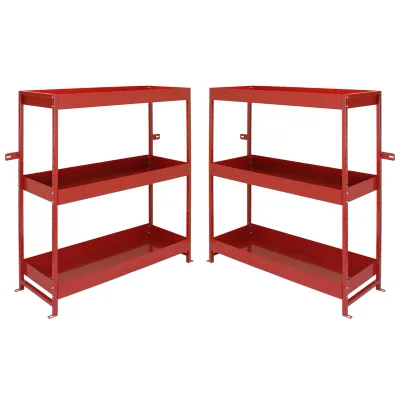 Set: 2 x Fahrzeugeinrichtung Auto‑Regal – Stahl, Rot, 101 x 36 x 116 cm, 6 Böden (4 höhenverstellbar), pulverbeschichtet