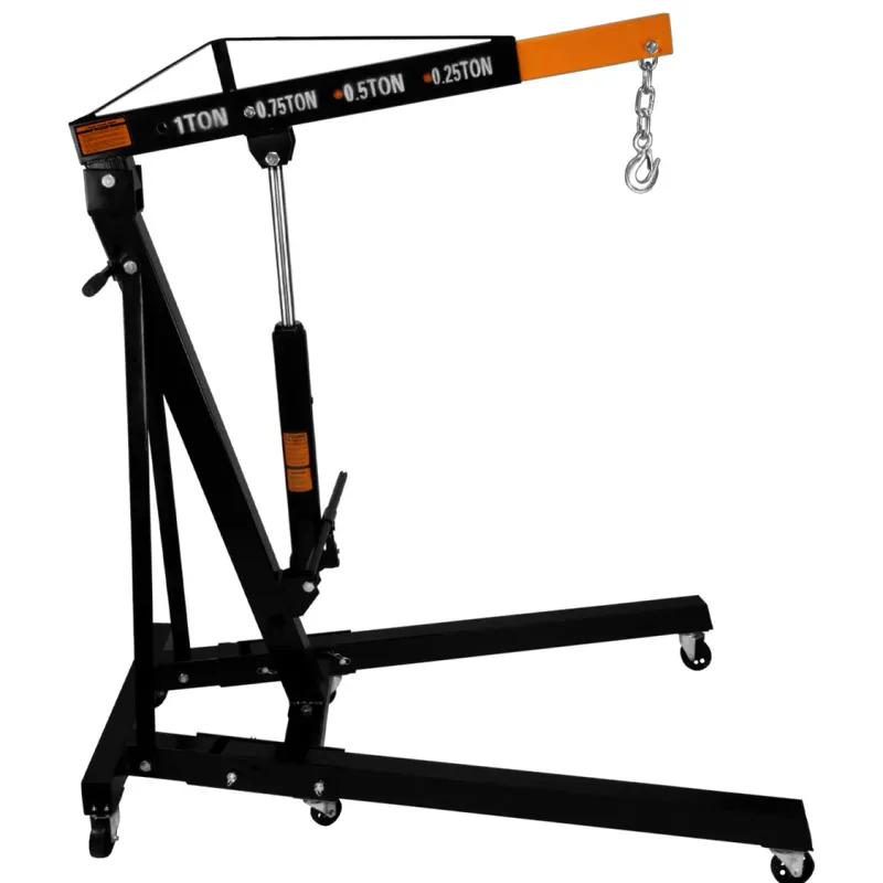 VivaLaCasa Werkstattkran 1000 kg – hydraulischer Motorkran, klappbar, 4 JIB‑Positionen, 6 Rollen, Stahl