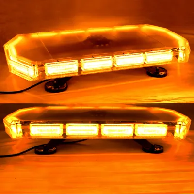 LED Rundumlicht-Warnleuchte, Bernstein – 48 x 2 W LEDs, 15 Blitzmodi, IP67, 12 V Zigarettenanzünder, 60 cm
