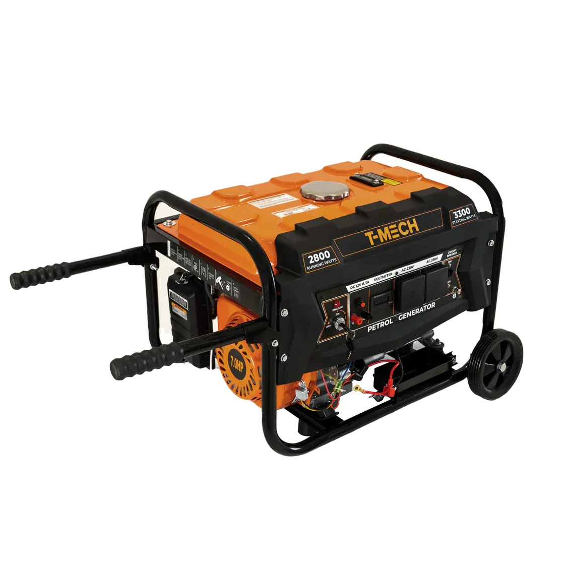 Tragbarer Benzin‑Generator 3,3 kW – 4‑Takt 210 ccm, 12‑L Tank, E‑Start, 2x 230 V AC + 12 V DC, 76–80 dBA