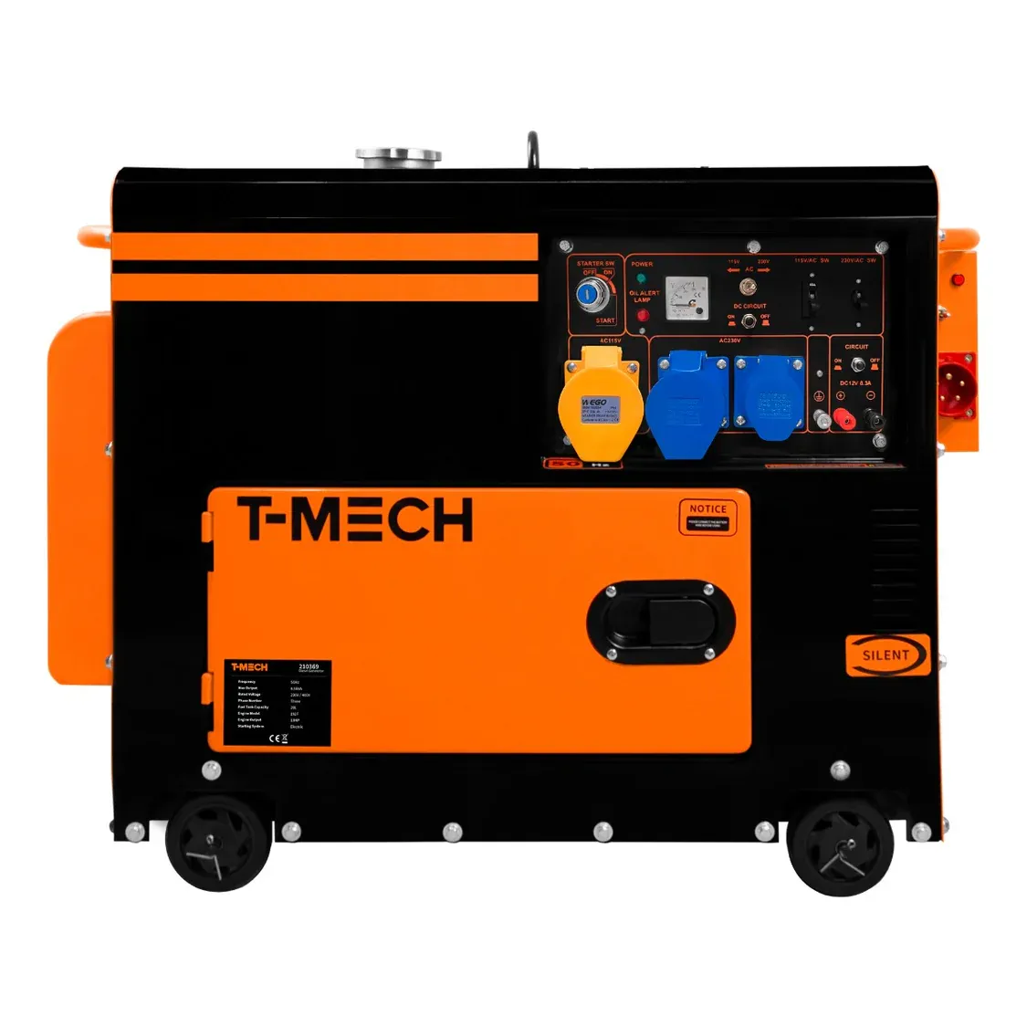 Diesel‑Generator 6 kVA, einphasig – 20‑L Tank, 16,5 h Laufzeit, 72 dB, ATS, E‑Start, 115/230 V, 6000 W