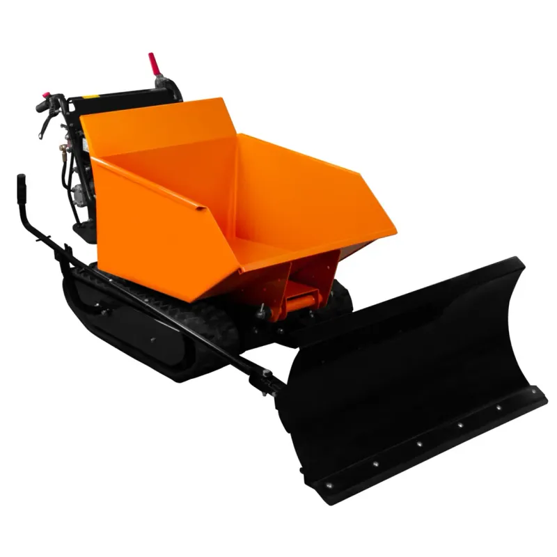 Mini Raupendumper / Schneeschieber 500 kg – 270 ccm (9 PS) Benzin, Hydraulik‑Kippbox, 4‑Gang, 18‑cm Ketten, inkl. Erweiterung, Schneeschild &amp; 2 Rampen