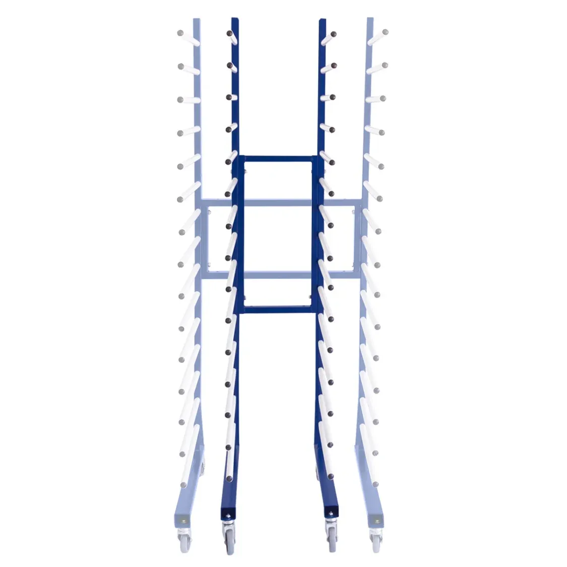 Kombi‑Trocknungswagen – 15 Ebenen, 25 kg/Ebene, 35–65 cm verstellbar, 55‑cm Stangen, 360° Rollen
