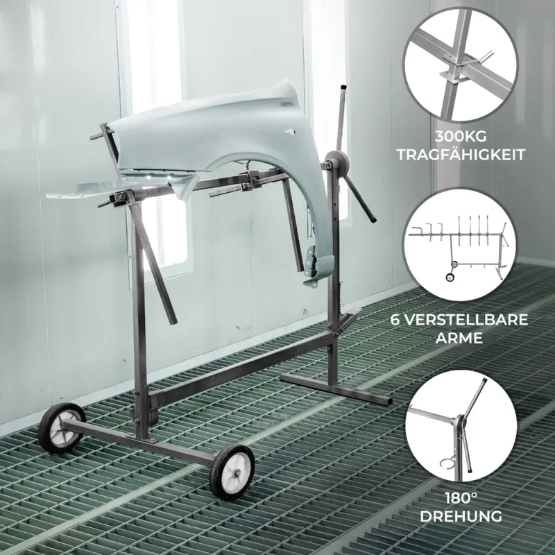 Drehlackierständer – 180° drehbar, 300 kg Traglast, 6 verstellbare Arme, mobile Werkstatt‑Lackierhilfe