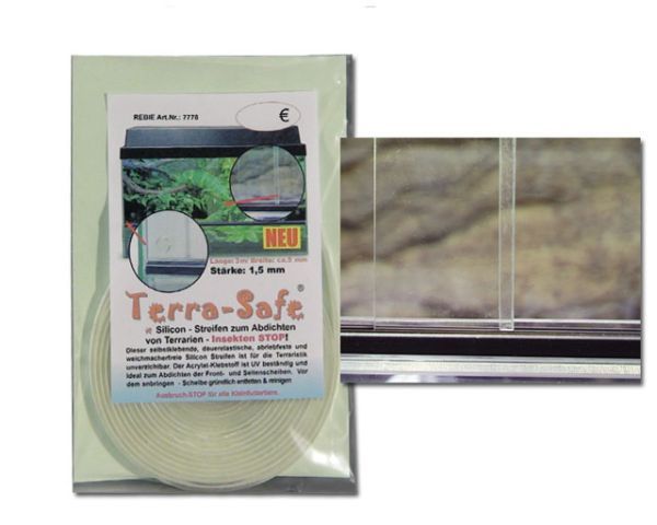 TERRA SAFE DICHTBAND 3 m / 1,5 mm – selbstklebender Silikon‑Streifen für Terrarien, Insekten‑STOP, UV‑beständig