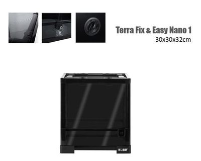 Terra Fix &amp; Easy Nano 1 – Terrarium 30 x 30 x 32 cm, mit Schwingtüren, Schloss, Lüftungsgitter, wasserdichtem Boden