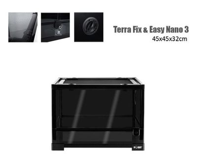 Terra Fix & Easy Nano 3 – Terrarium 45 x 45 x 32 cm, Schwingtüren, Schloss, variable Lüftung, wasserdichter Boden