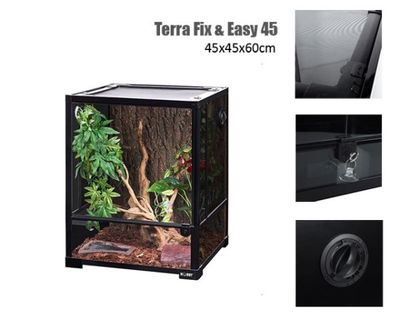 Terra Fix &amp; Easy 45 – Terrarium 45 x 45 x 60 cm, Schwingtüren, Schloss, variable Lüftung, wasserdichter Boden