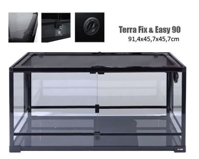 Terra Fix & Easy 90 – Terrarium 91,4 x 45,7 x 45,7 cm, Schwingtüren, Schloss, variable Lüftung, wasserdichter Boden