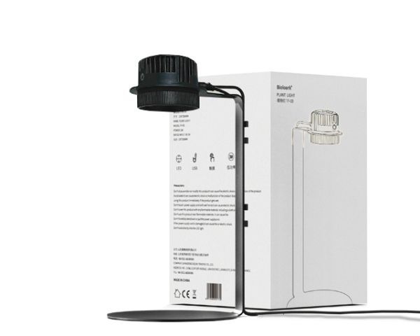 Bioloark Wabi‑Kusa TF‑05 LED (schwarz) – 5 W, USB 5 V/1 A, runde Plattform, Aluminiumständer