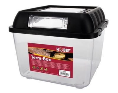 HOBBY Terra Box 2 – 26 x 26 x 20 cm, Transport‑/Aufbewahrungsbox mit Abdeckung &amp; Futterklappe