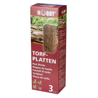 Terrarium Torfplatten 3er HOBBY – natürliche Bodenschicht für Tropenfrösche