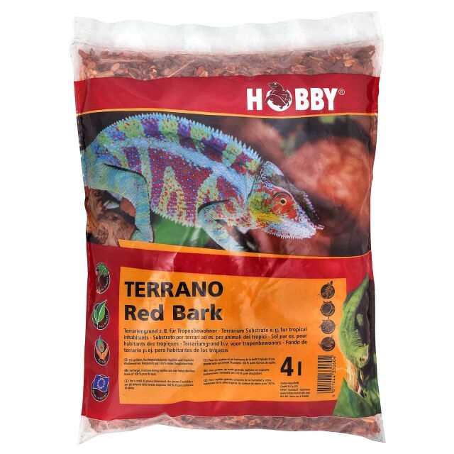 Terrano Red Bark 4 l HOBBY – saugfähiges Douglasienrinden-Substrat für Regenwaldterrarium